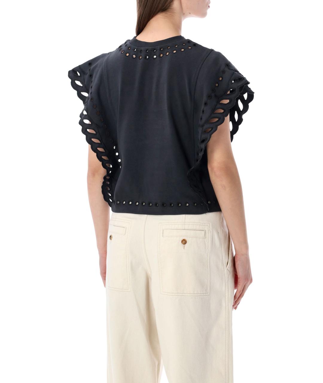 ISABEL MARANT ETOILE Черная хлопковая футболка, фото 2