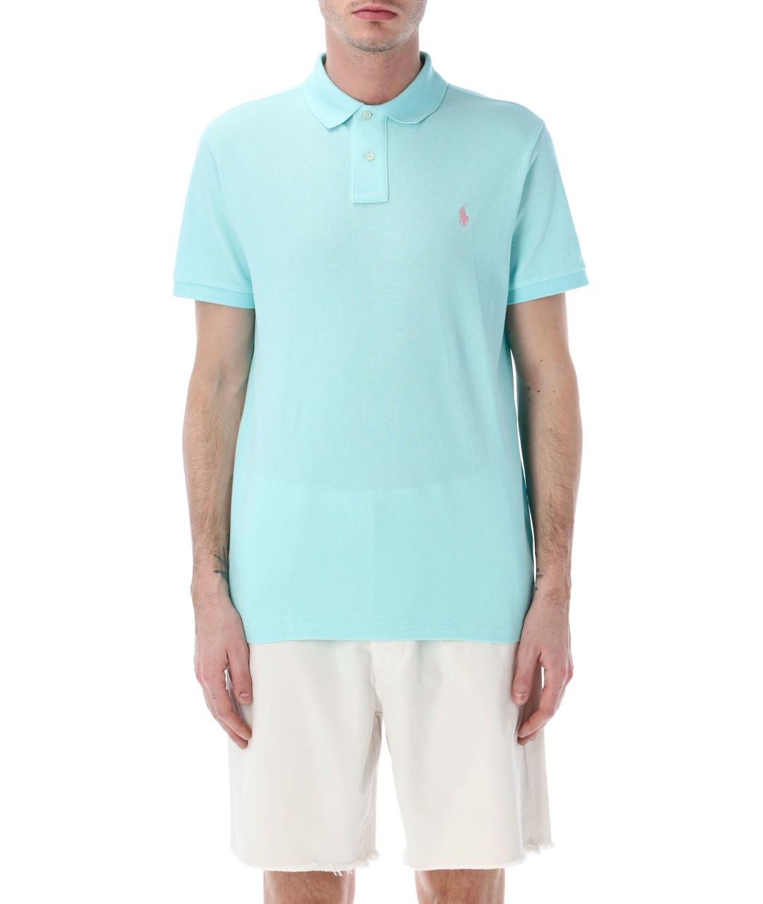 POLO RALPH LAUREN Бирюзовое хлопковое поло с коротким рукавом, фото 1