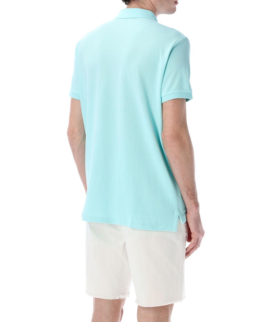 POLO RALPH LAUREN Бирюзовое хлопковое поло с коротким рукавом, фото 2