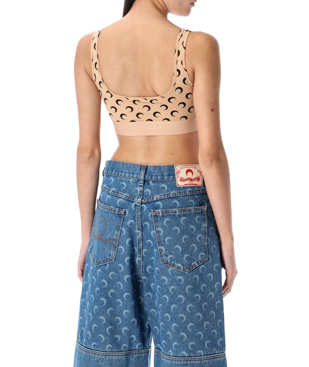 MARINE SERRE Бежевая полиамидовая майка, фото 2