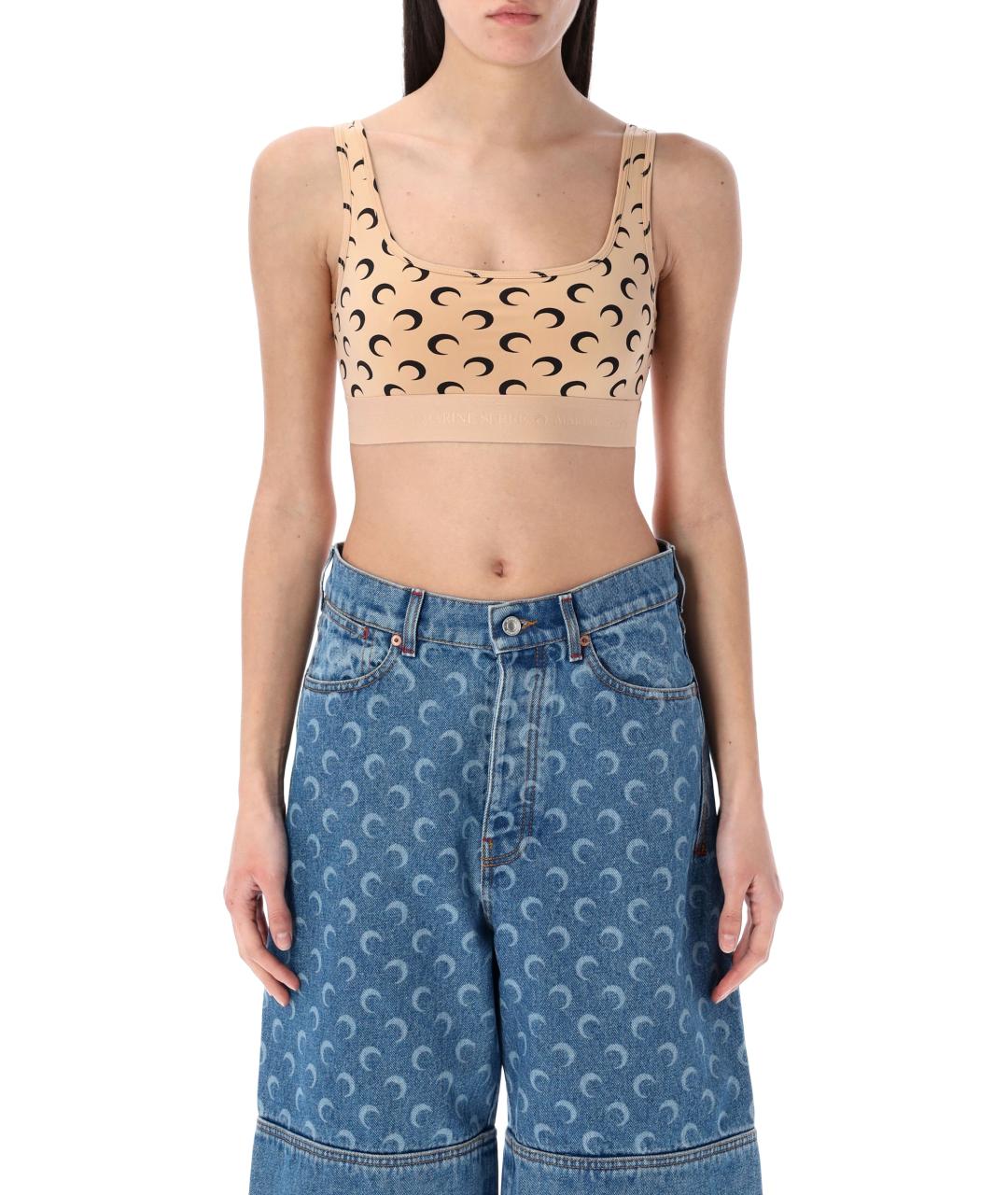 MARINE SERRE Бежевая полиамидовая майка, фото 1