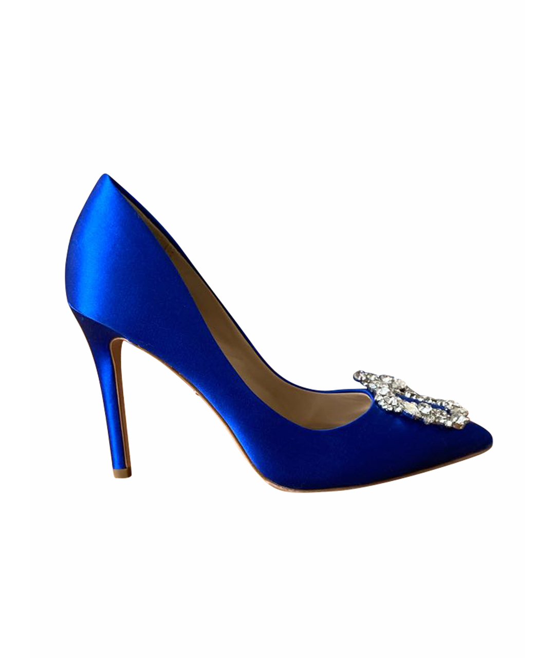 BADGLEY MISCHKA Синие текстильные свадебные туфли на среднем каблуке, фото 1
