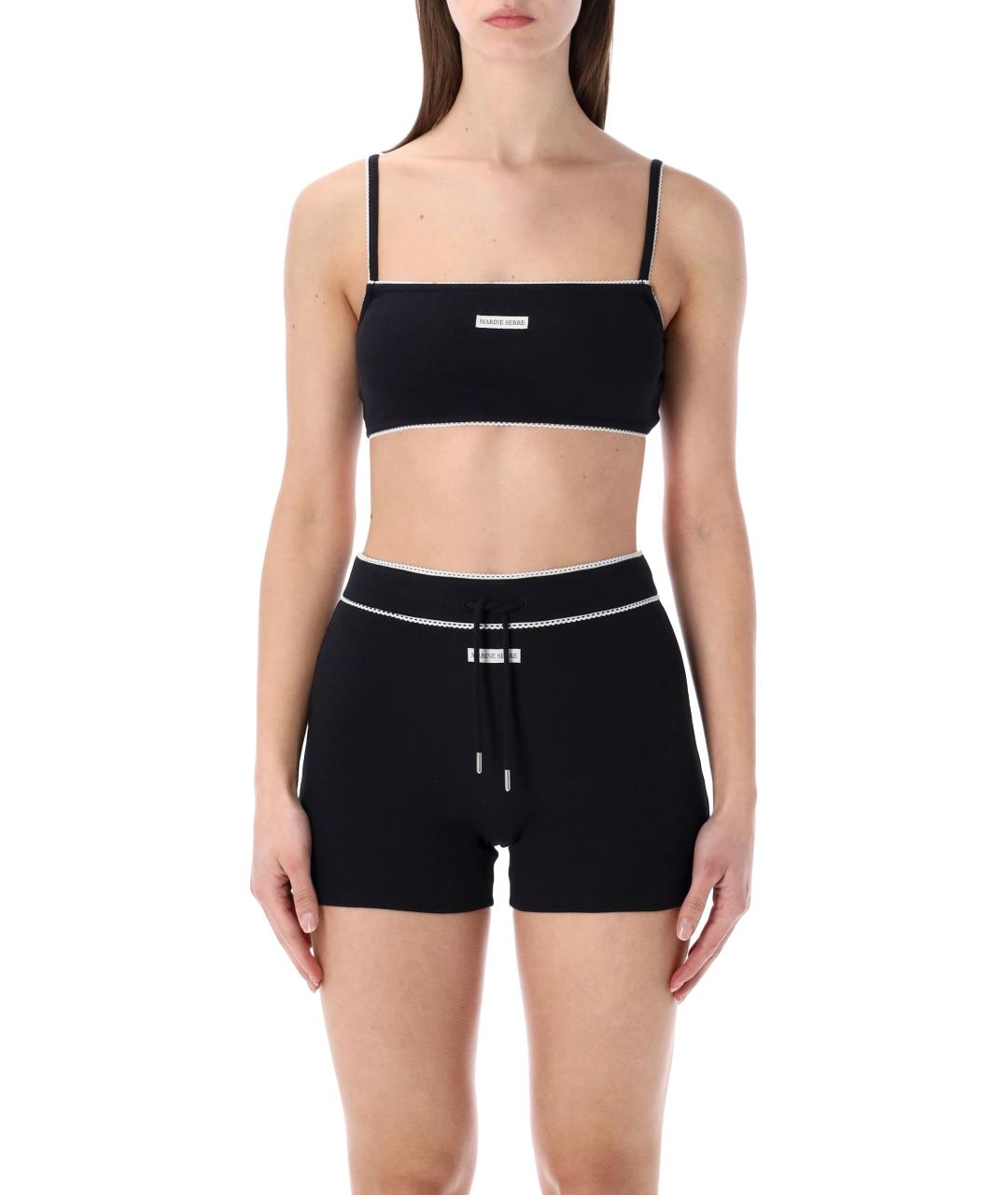 MARINE SERRE Черная хлопковая майка, фото 1