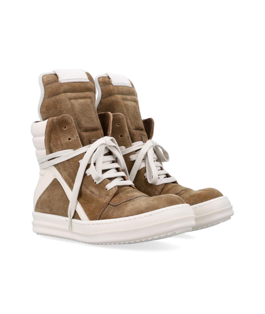 RICK OWENS Коричневые замшевые низкие кроссовки / кеды, фото 3