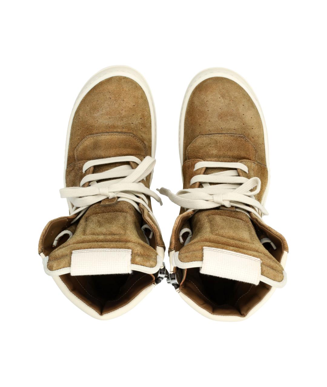 RICK OWENS Коричневые замшевые низкие кроссовки / кеды, фото 2