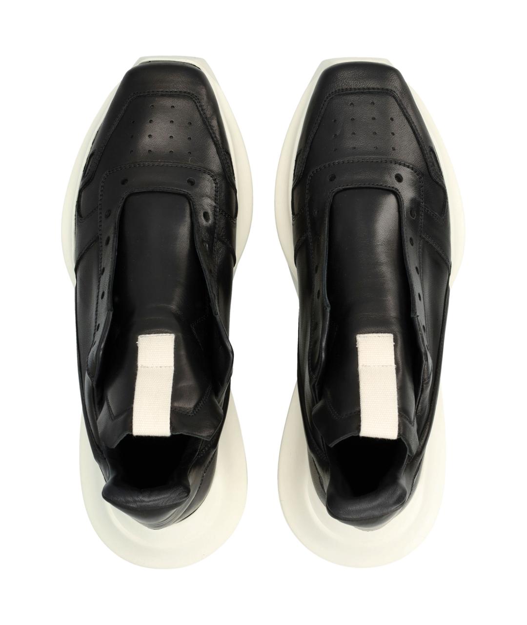 RICK OWENS Черные кожаные низкие кроссовки / кеды, фото 2