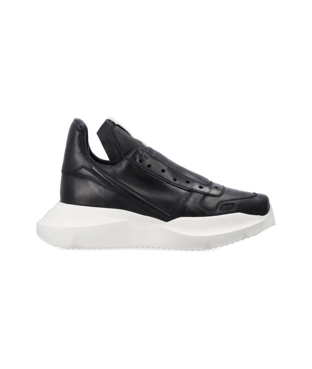 RICK OWENS Черные кожаные низкие кроссовки / кеды, фото 1