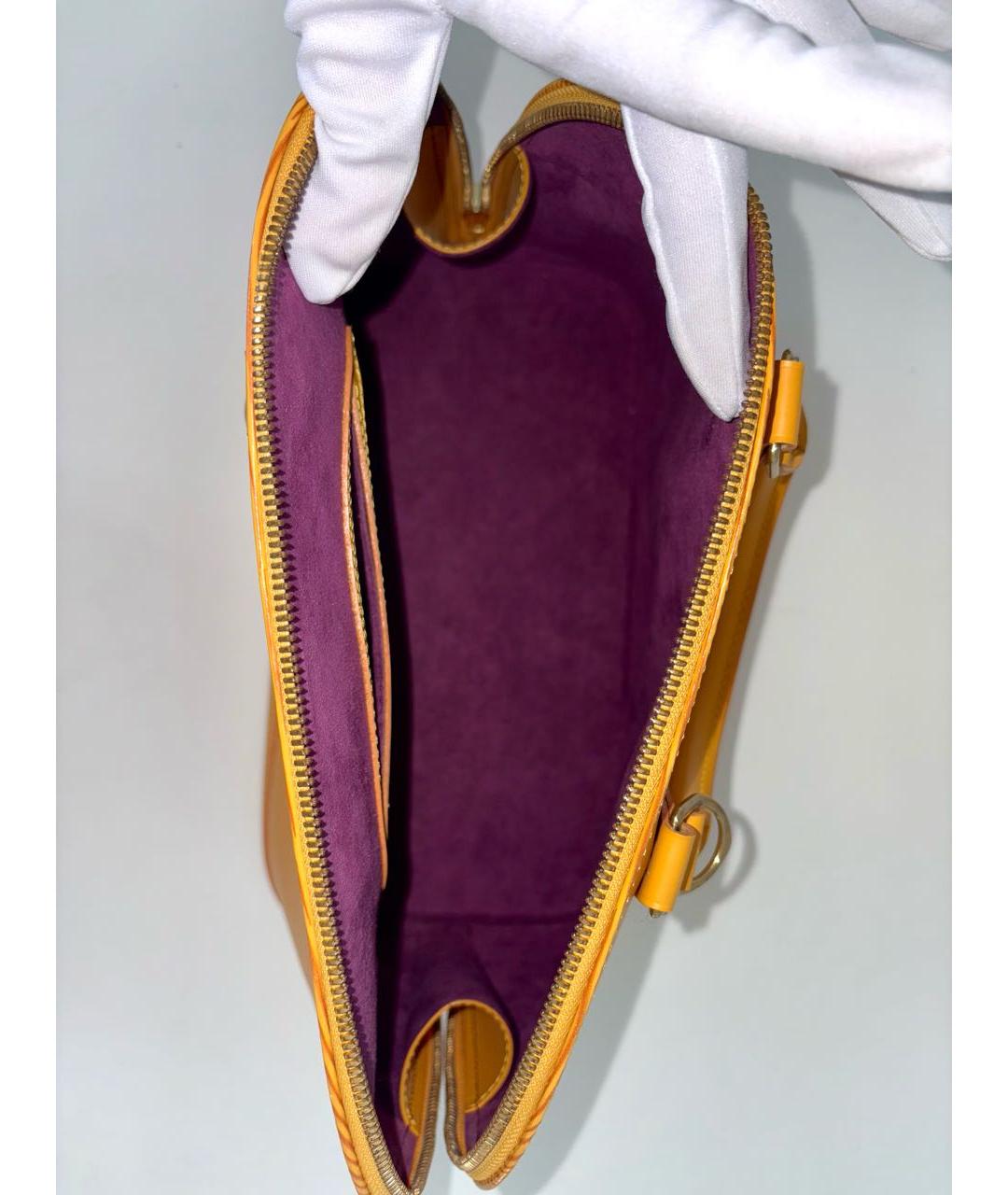 LOUIS VUITTON Желтая кожаная сумка с короткими ручками, фото 7