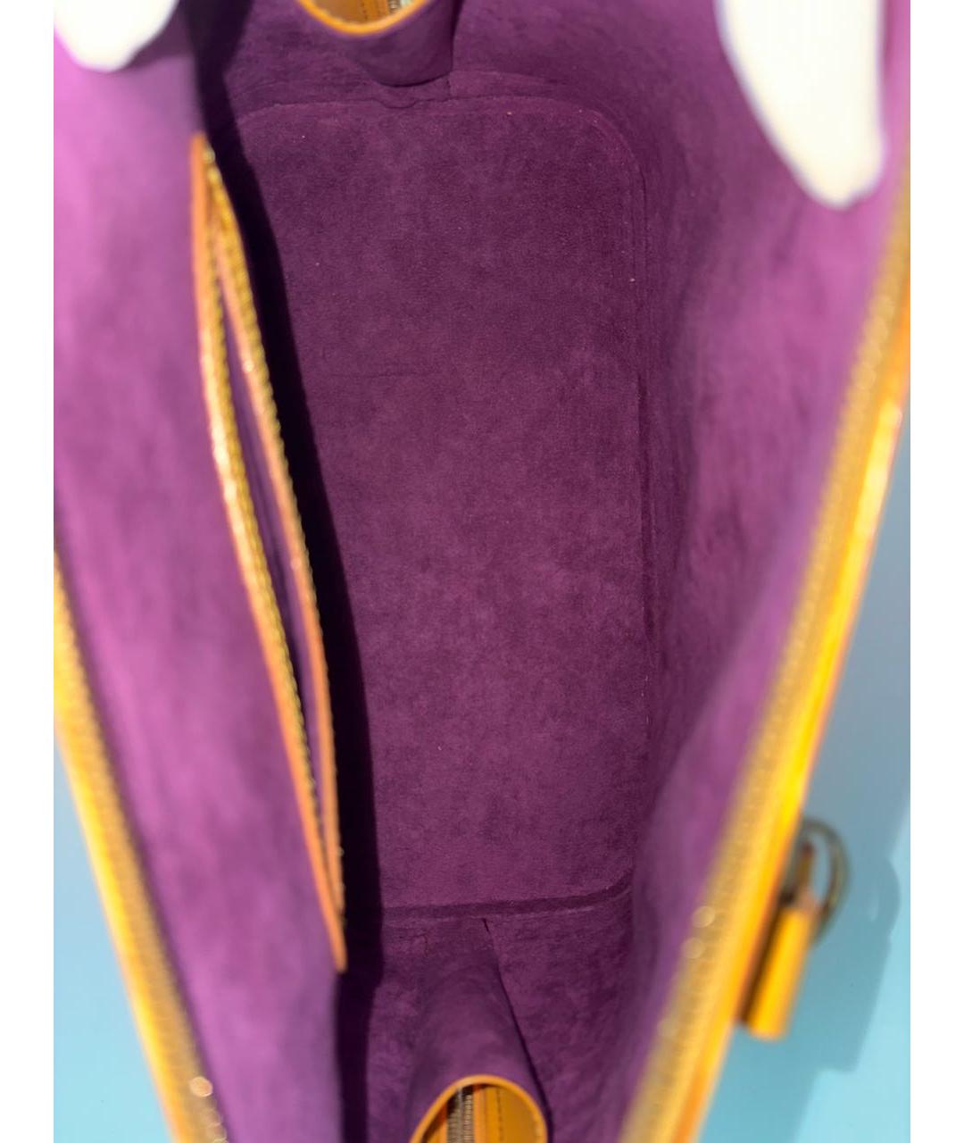 LOUIS VUITTON Желтая кожаная сумка с короткими ручками, фото 4