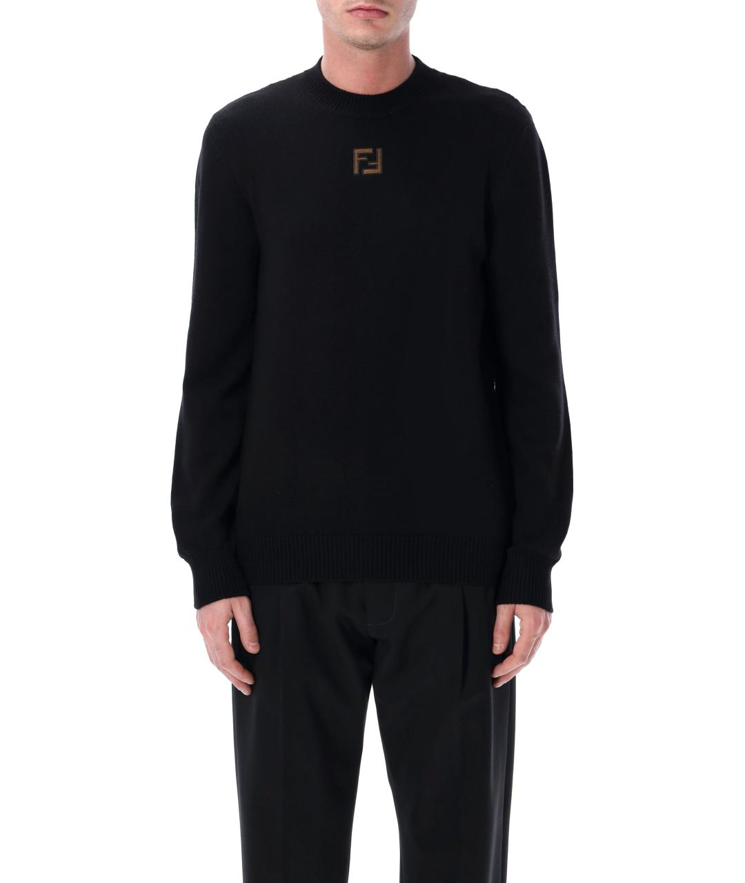 FENDI Черный шерстяной джемпер / свитер, фото 1