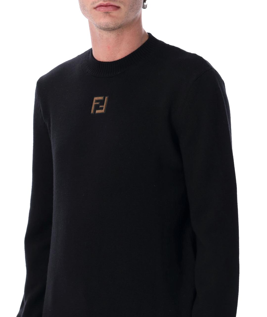 FENDI Черный шерстяной джемпер / свитер, фото 3