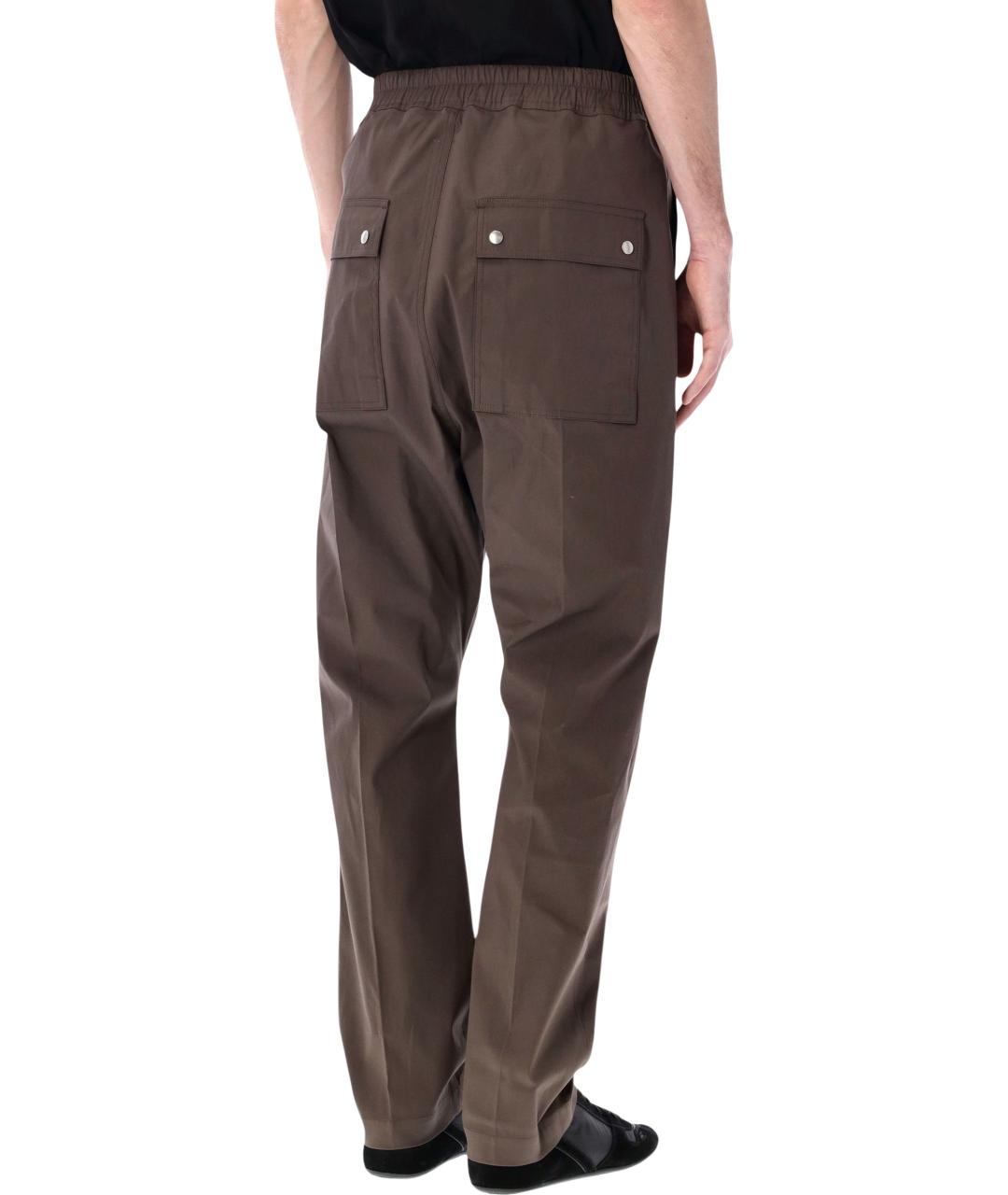 RICK OWENS Коричневые хлопковые повседневные брюки, фото 2