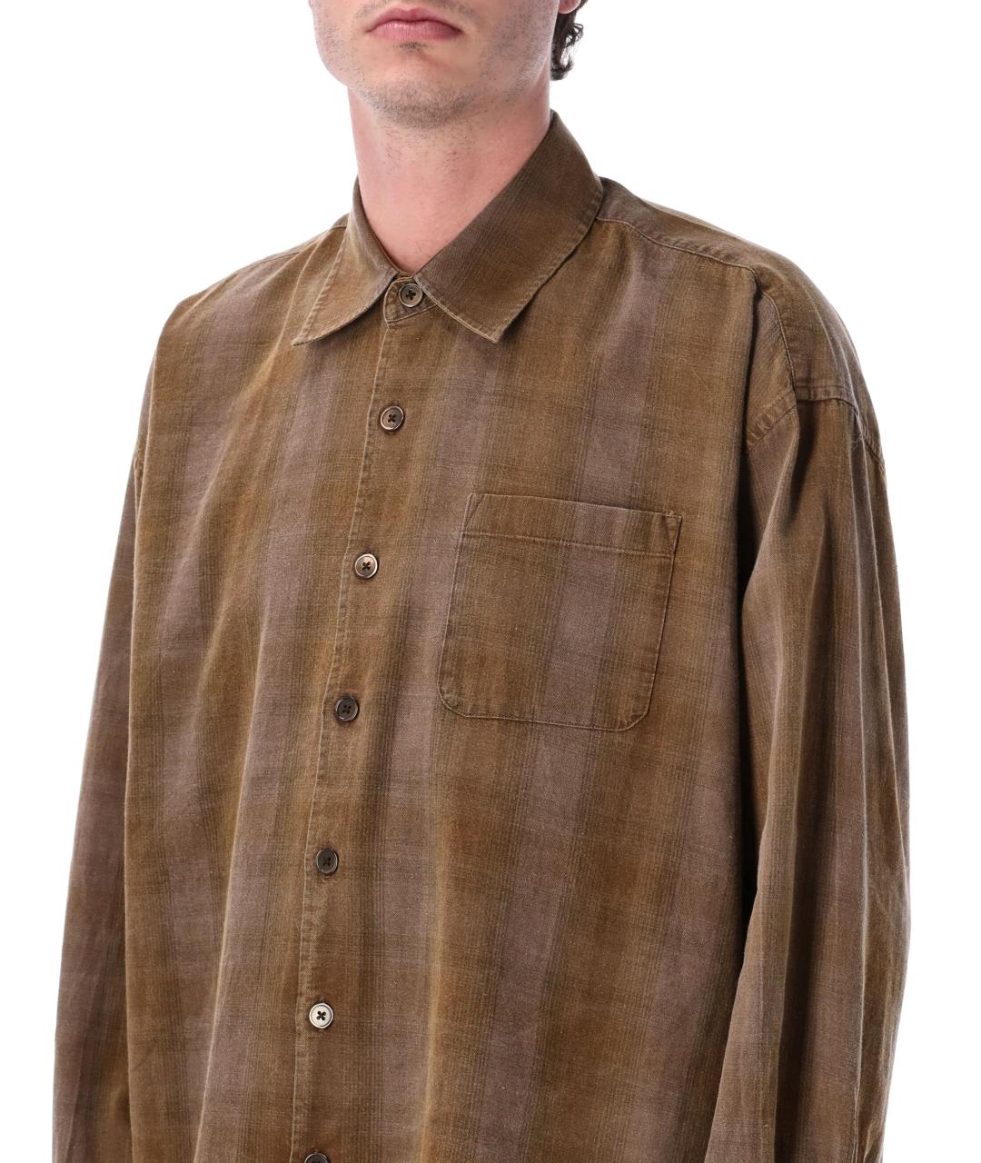 OUR LEGACY Коричневая хлопковая кэжуал рубашка, фото 3