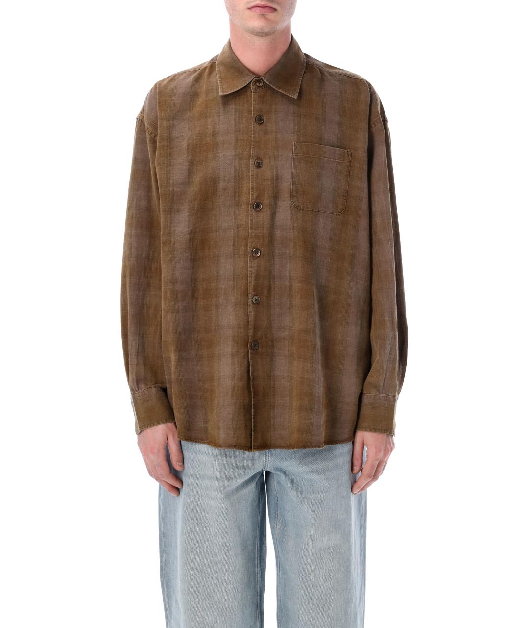 OUR LEGACY Коричневая хлопковая кэжуал рубашка, фото 1