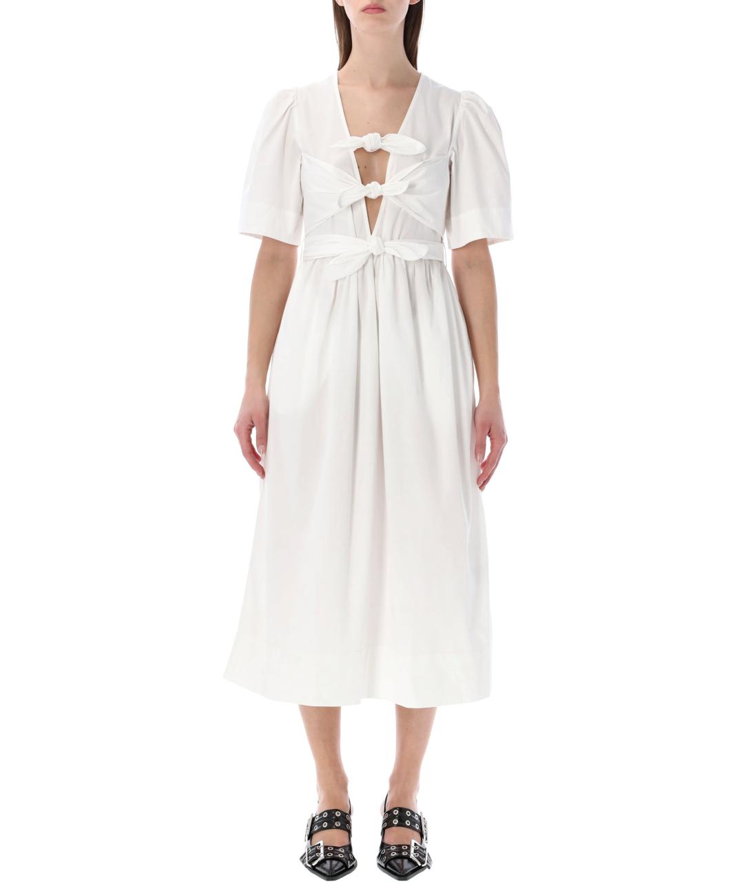 GANNI Белое хлопковое платье, фото 1