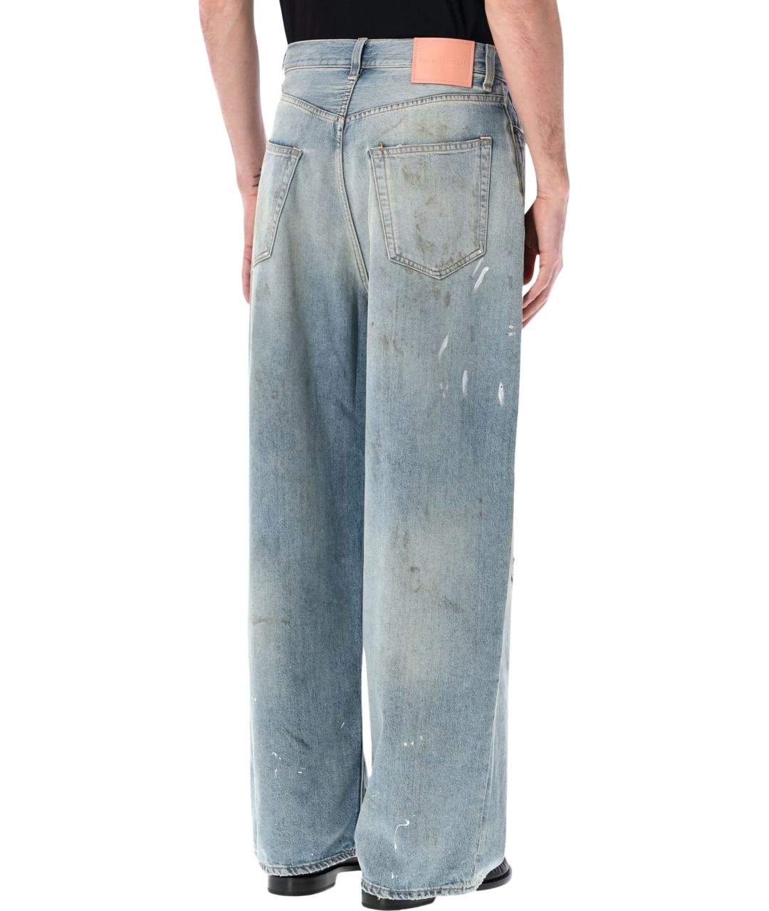 ACNE STUDIOS Голубые хлопковые прямые джинсы, фото 2