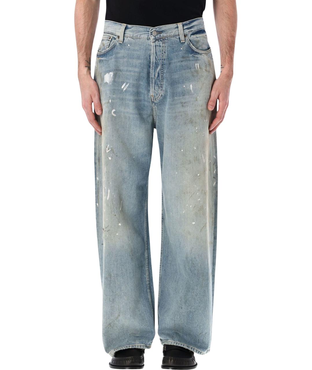 ACNE STUDIOS Голубые хлопковые прямые джинсы, фото 1