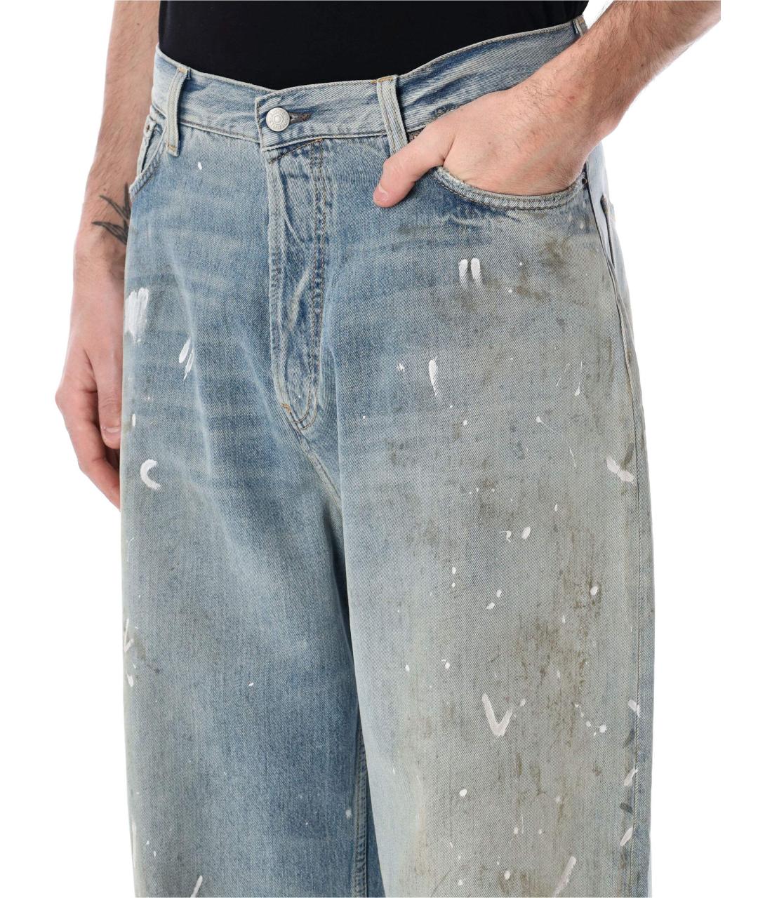 ACNE STUDIOS Голубые хлопковые прямые джинсы, фото 3