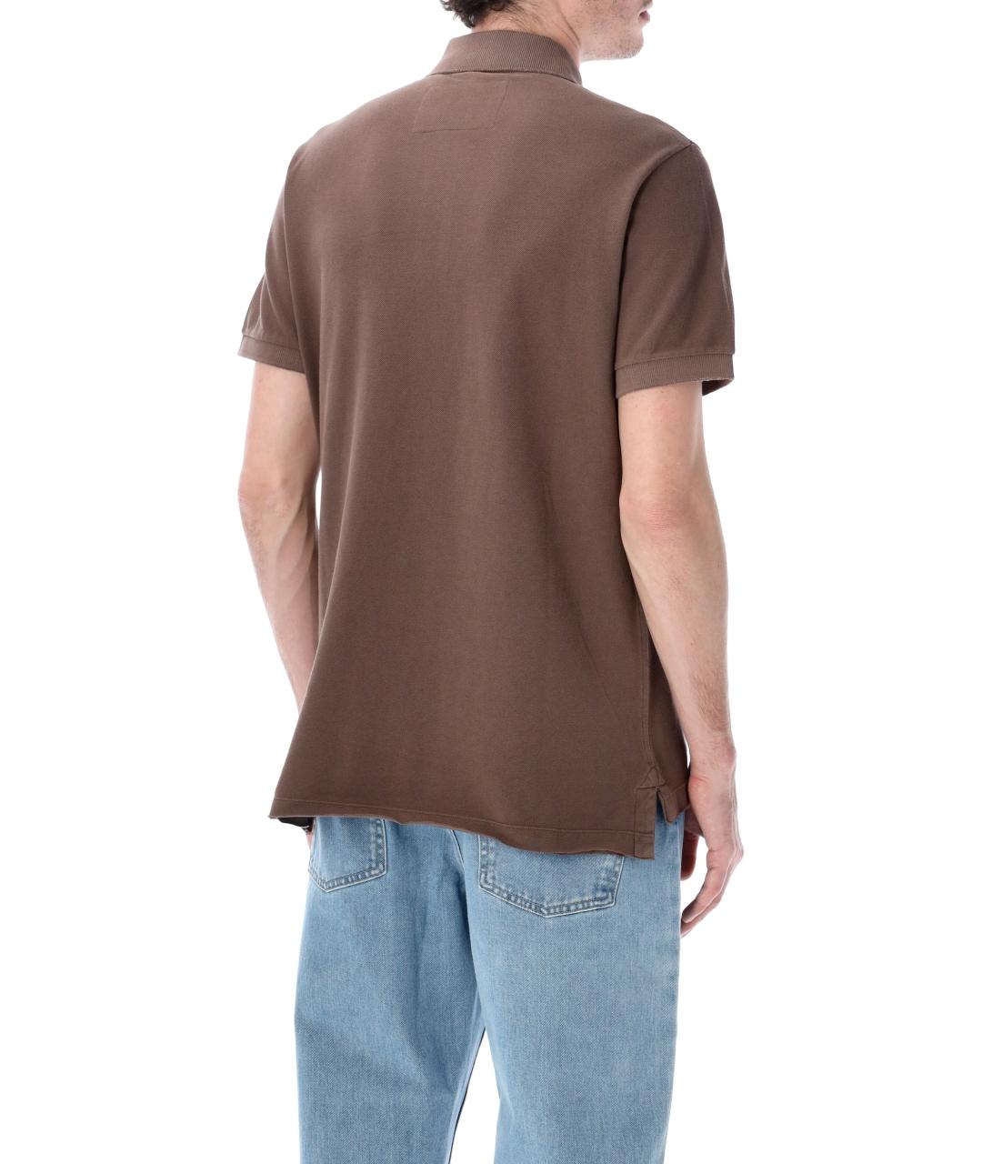 ERL Коричневое хлопковое поло с коротким рукавом, фото 2