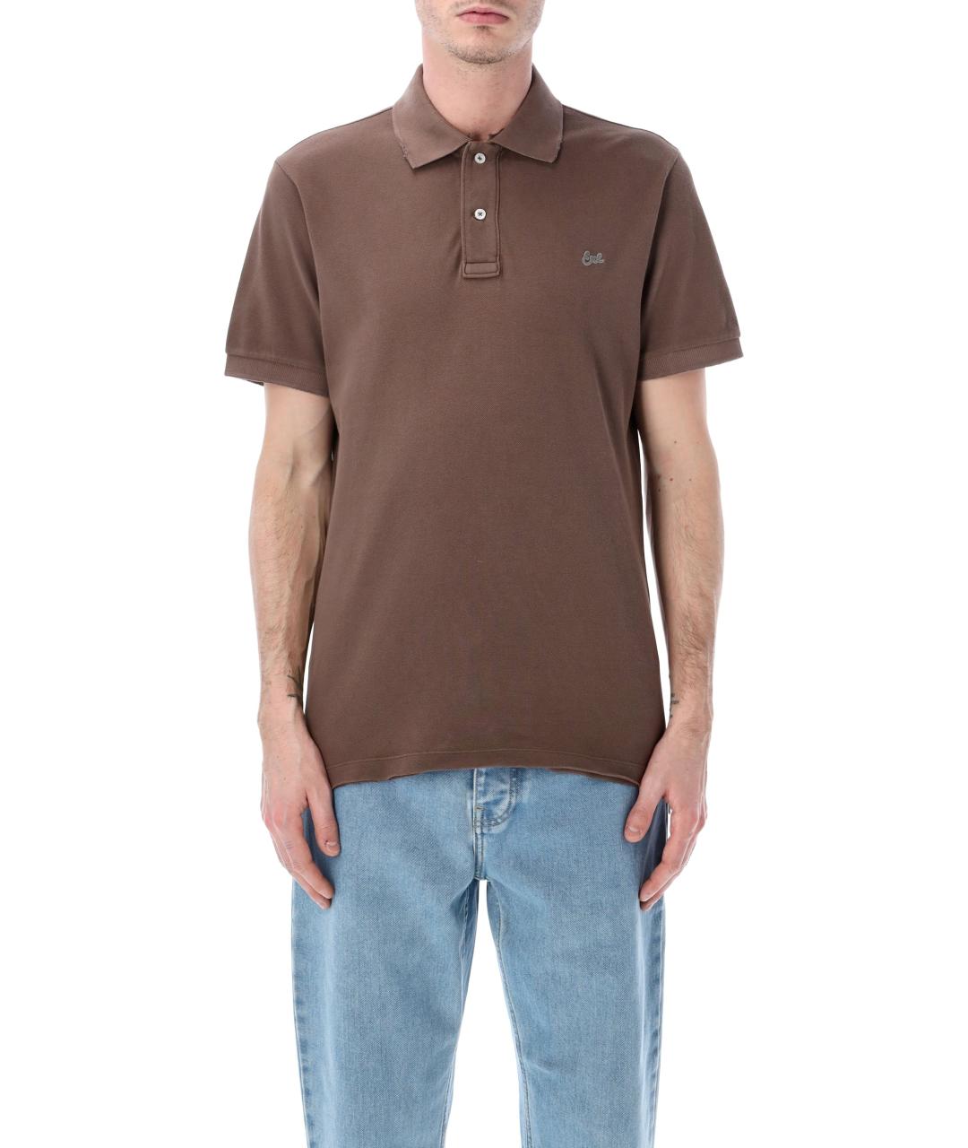 ERL Коричневое хлопковое поло с коротким рукавом, фото 1