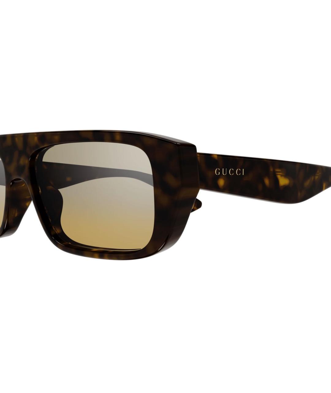 GUCCI Коричневые пластиковые солнцезащитные очки, фото 2