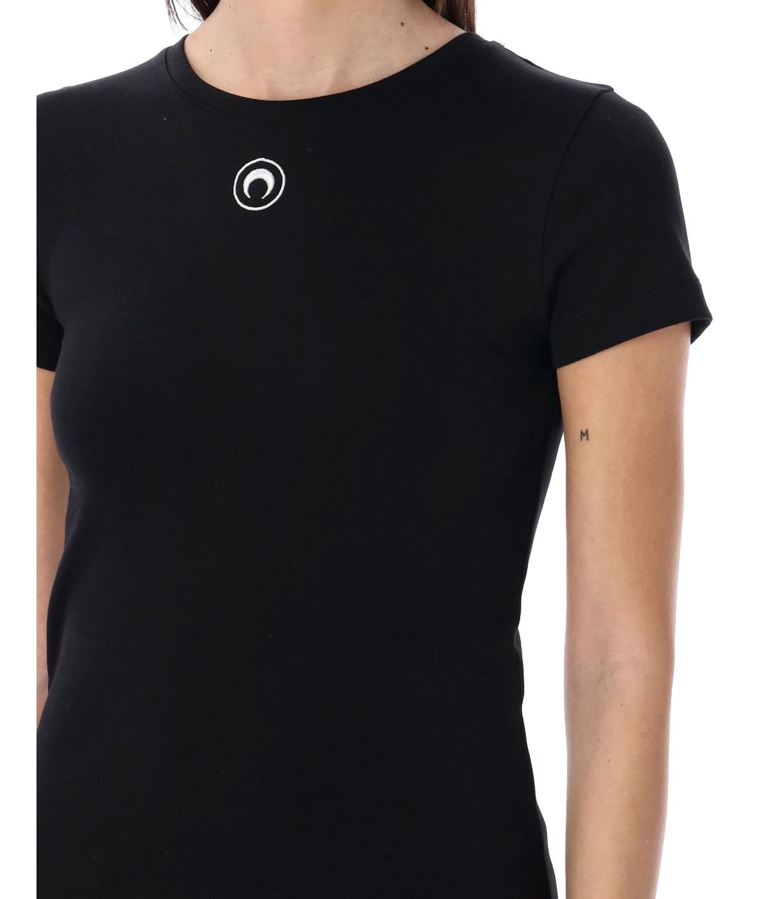 MARINE SERRE Черная хлопковая футболка, фото 3