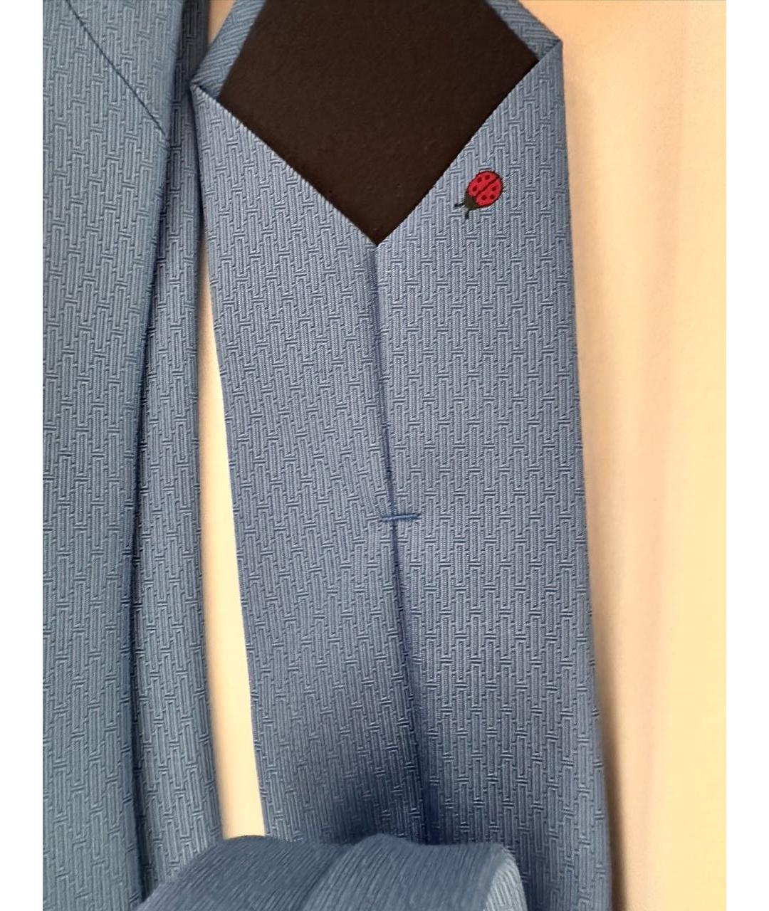 HERMES Голубой шелковый галстук, фото 2