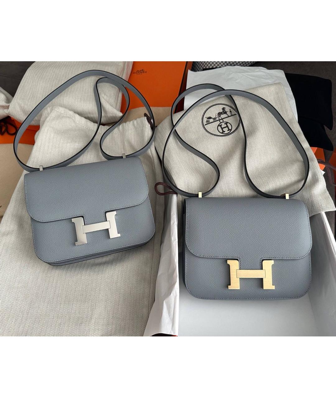 HERMES Серая кожаная сумка через плечо, фото 3