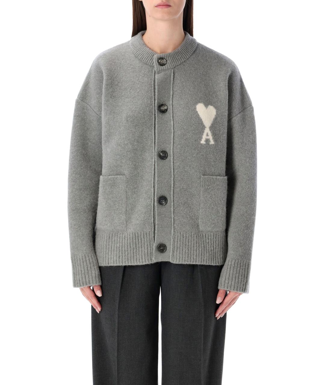 Ami Paris Серый шерстяной кардиган, фото 1