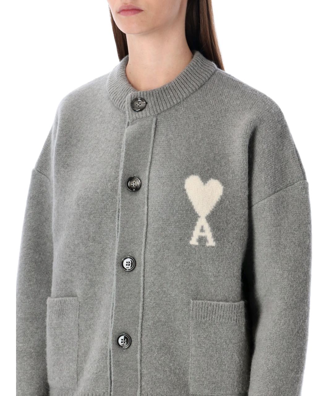Ami Paris Серый шерстяной кардиган, фото 3