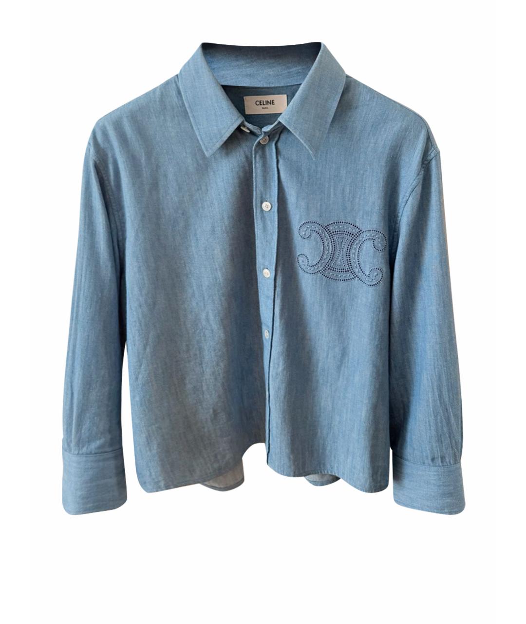 CELINE Голубая хлопковая рубашка, фото 1