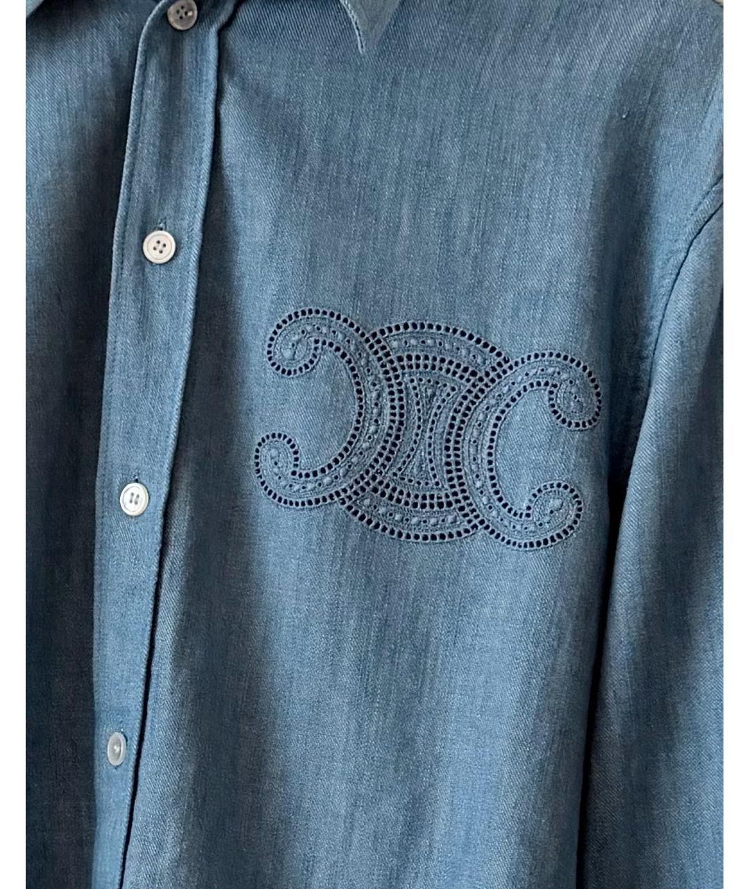 CELINE Голубая хлопковая рубашка, фото 2