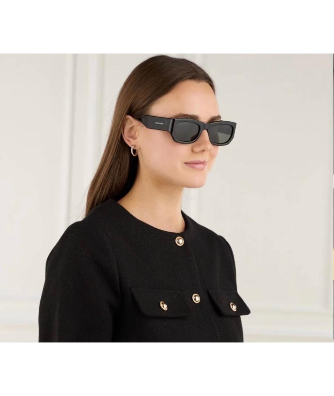 SAINT LAURENT Черные пластиковые солнцезащитные очки, фото 6