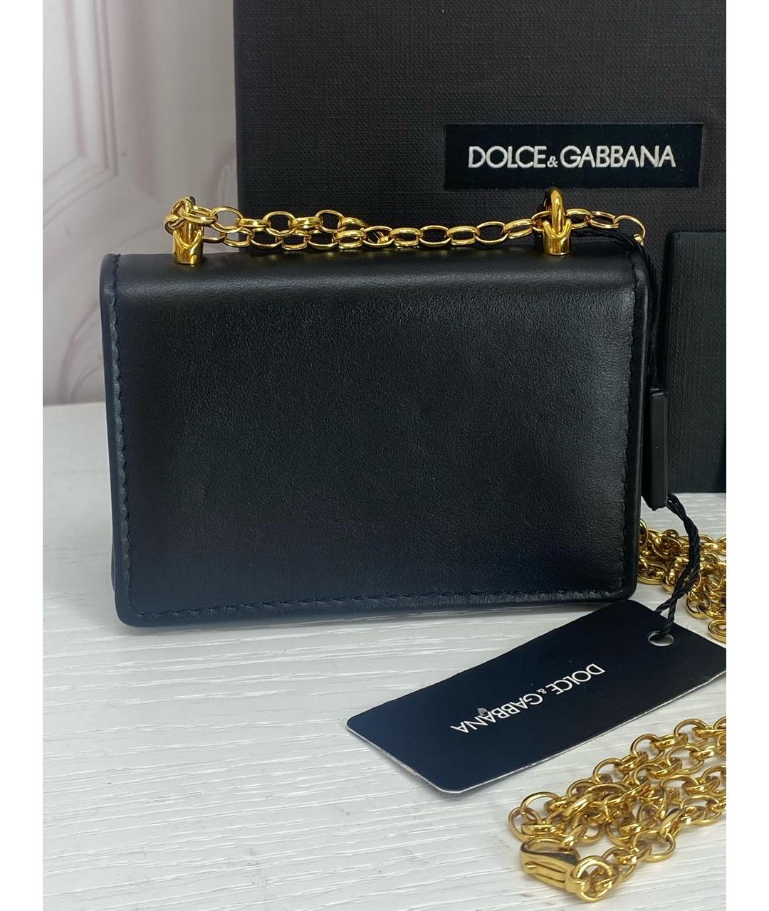 DOLCE&GABBANA Черная кожаная сумка через плечо, фото 3