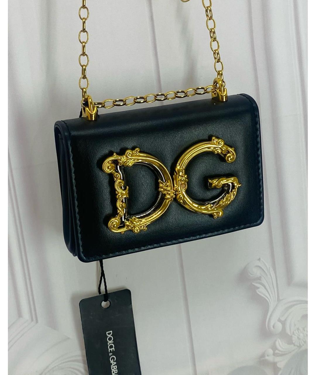 DOLCE&GABBANA Черная кожаная сумка через плечо, фото 2