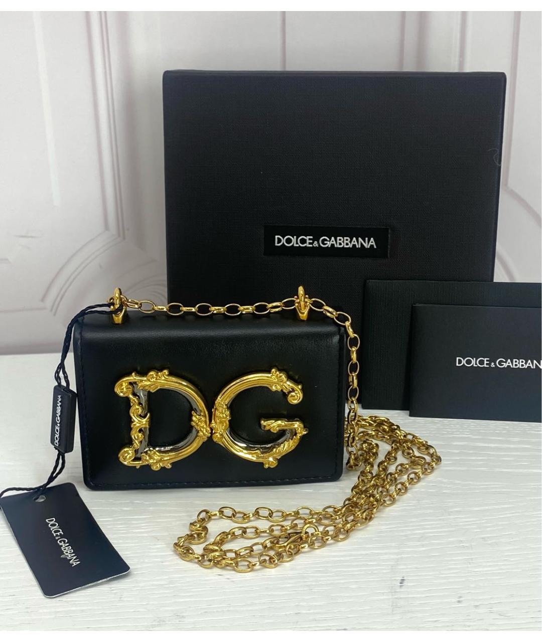 DOLCE&GABBANA Черная кожаная сумка через плечо, фото 6