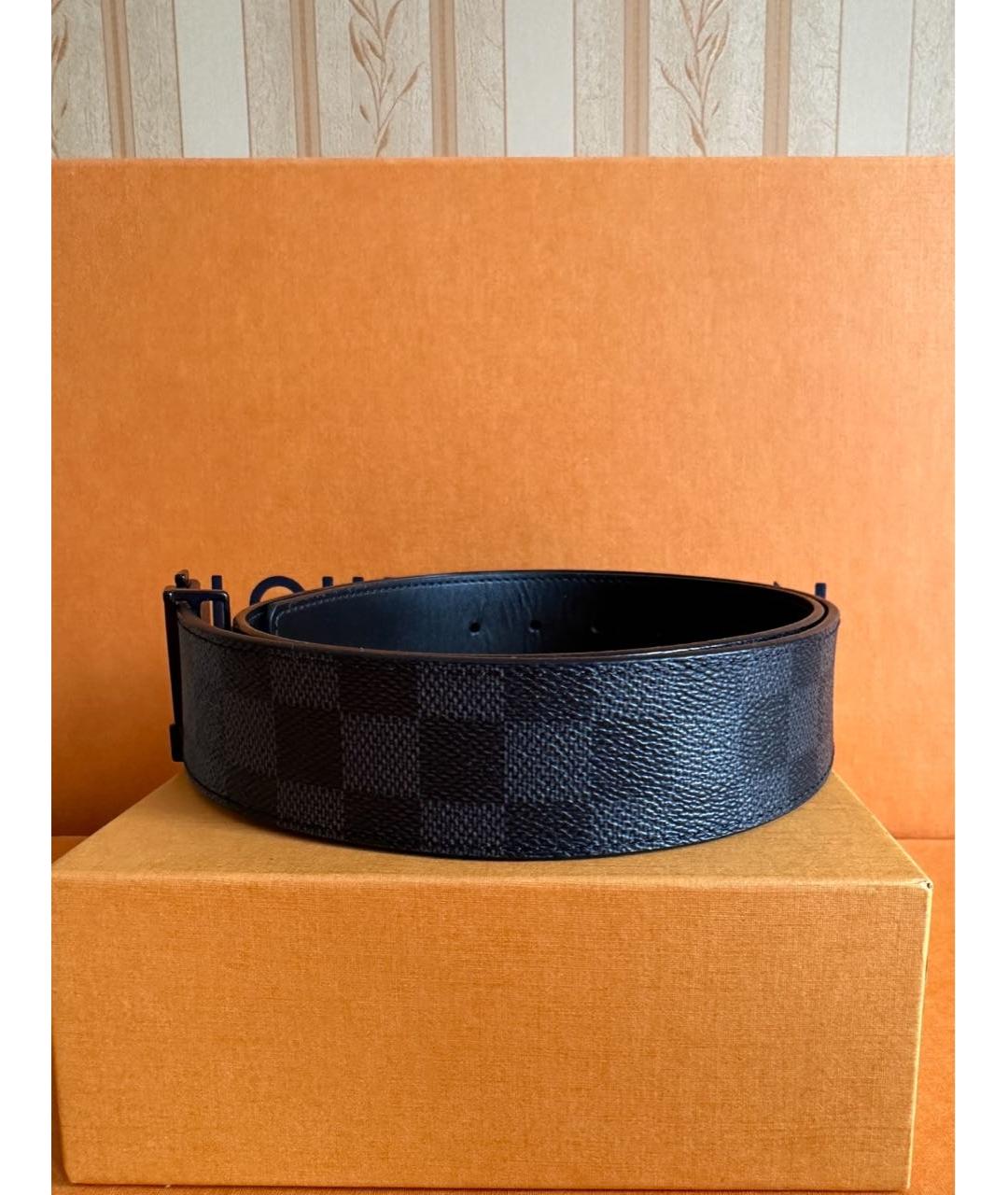 LOUIS VUITTON Черный кожаный ремень, фото 2