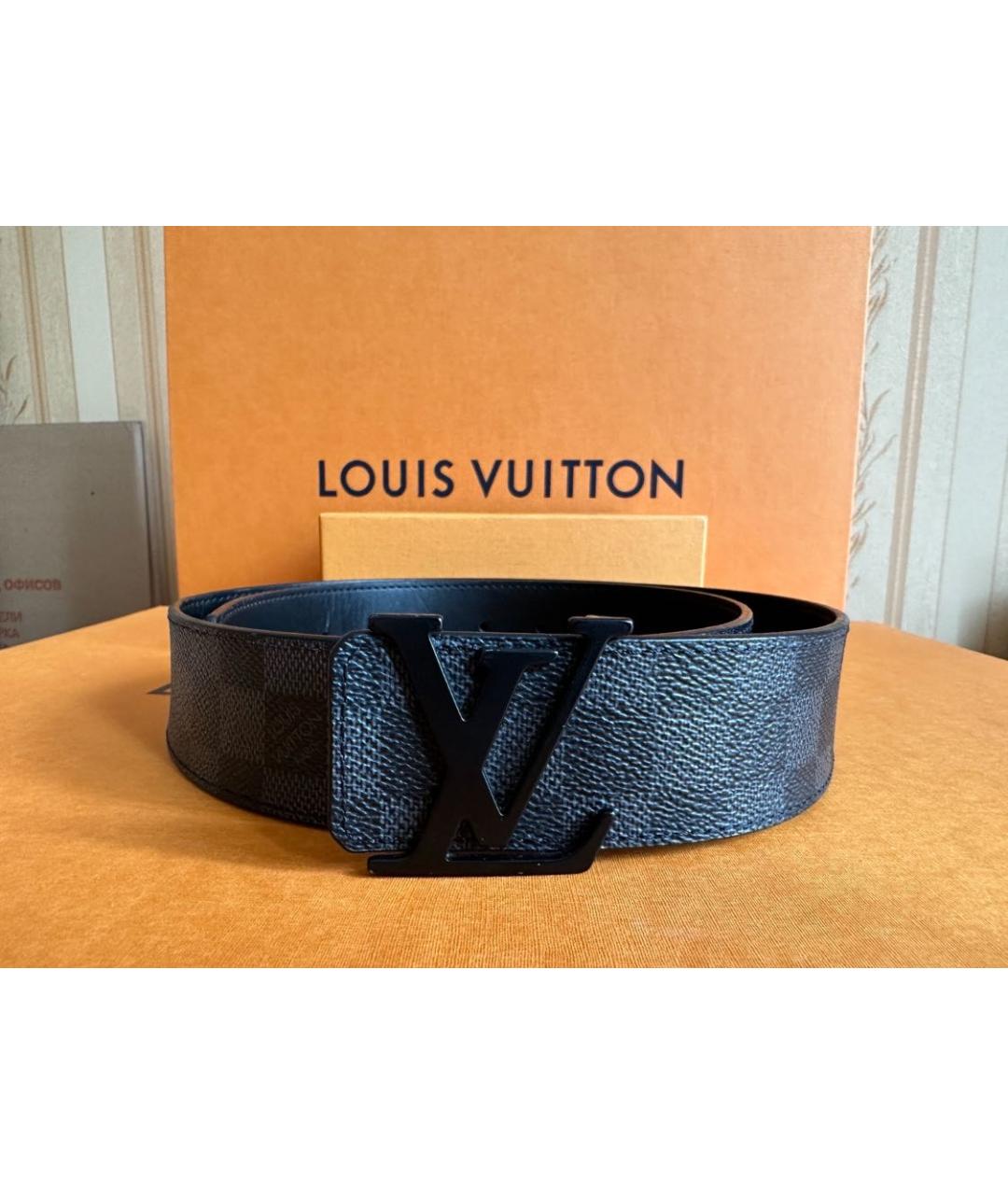 LOUIS VUITTON Черный кожаный ремень, фото 4