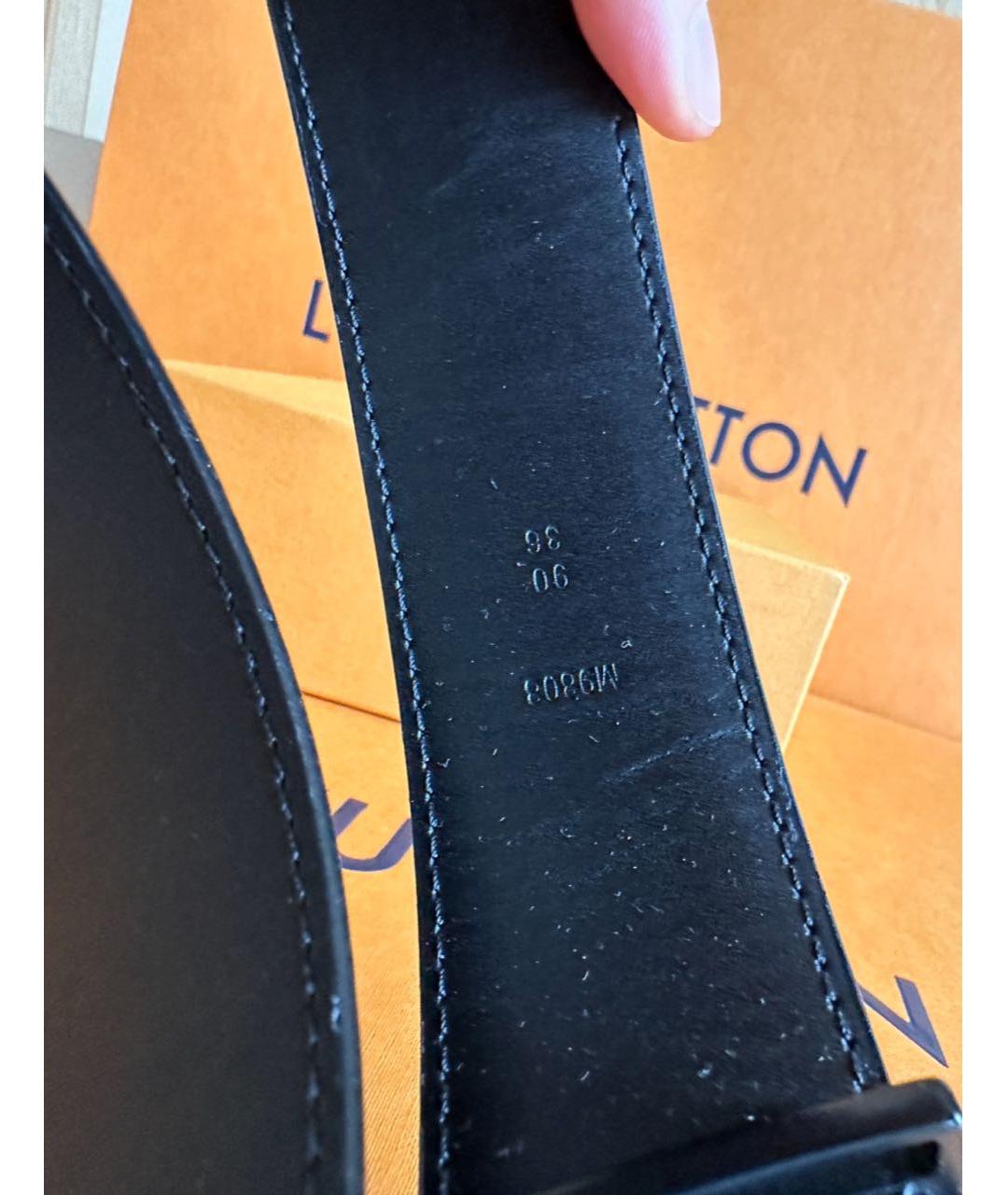 LOUIS VUITTON Черный кожаный ремень, фото 3
