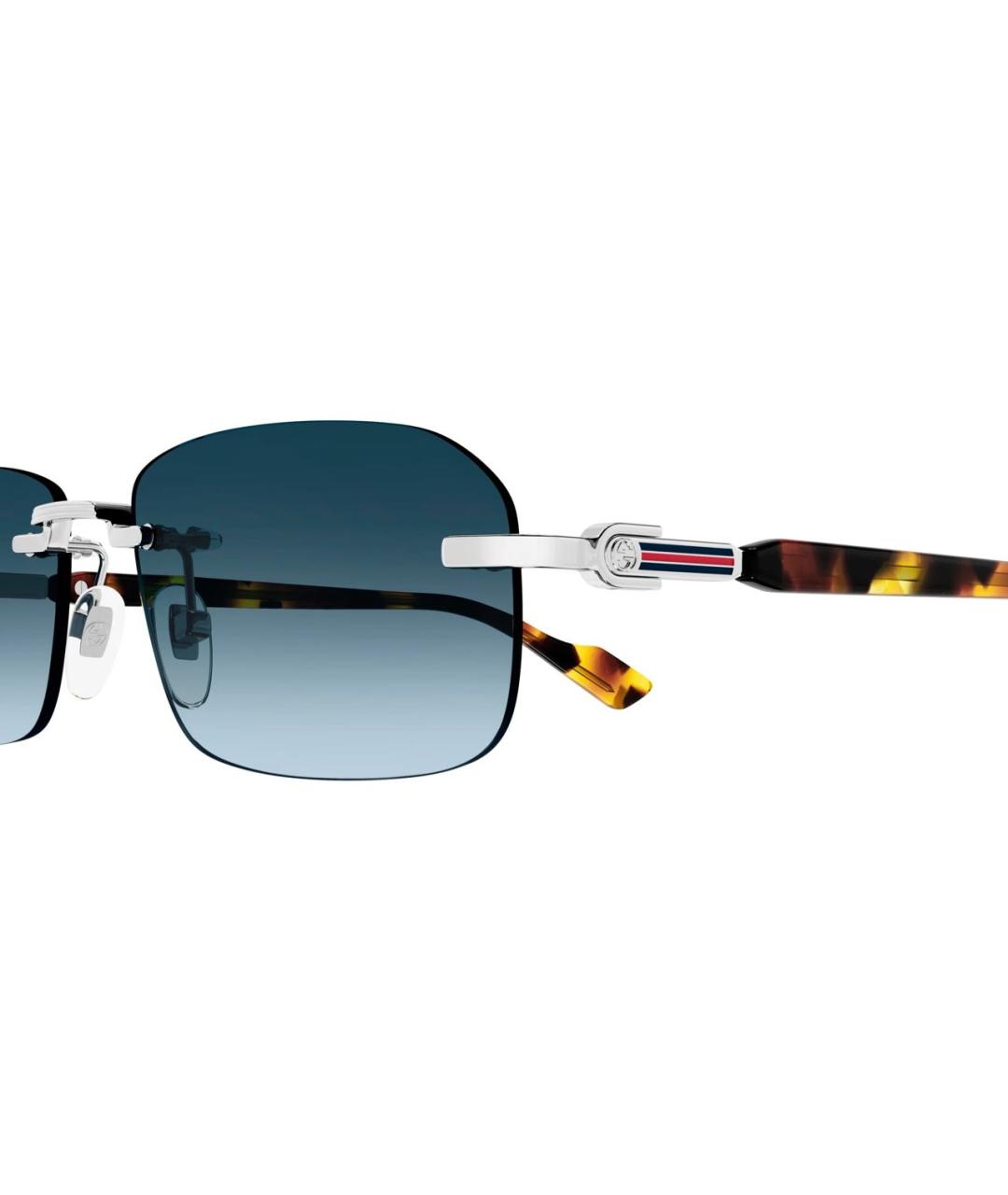 GUCCI Серебряные металлические солнцезащитные очки, фото 2