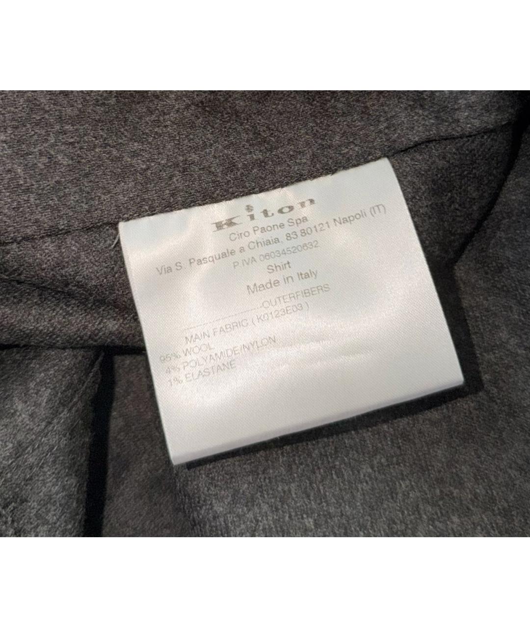 KITON Серая шерстяная кэжуал рубашка, фото 2