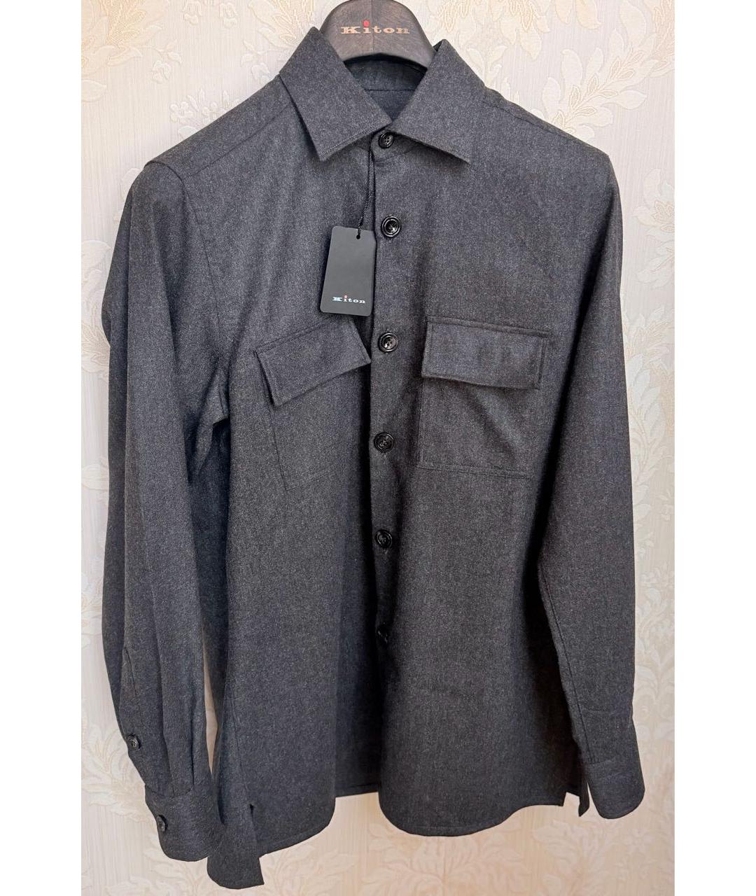 KITON Серая шерстяная кэжуал рубашка, фото 3