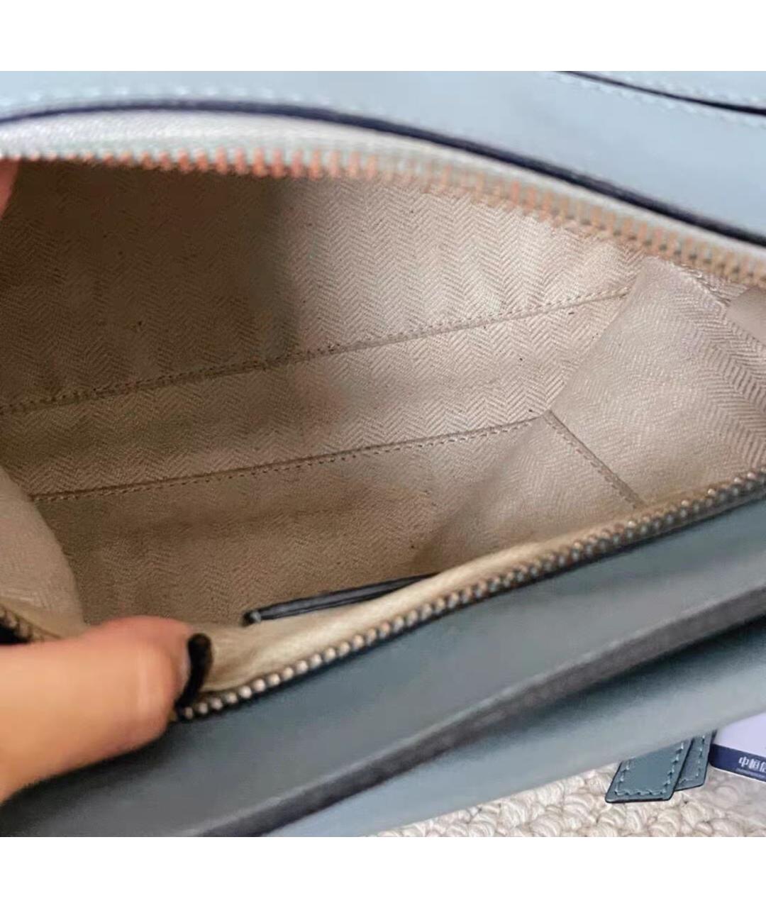 LOEWE Голубая кожаная сумка с короткими ручками, фото 7