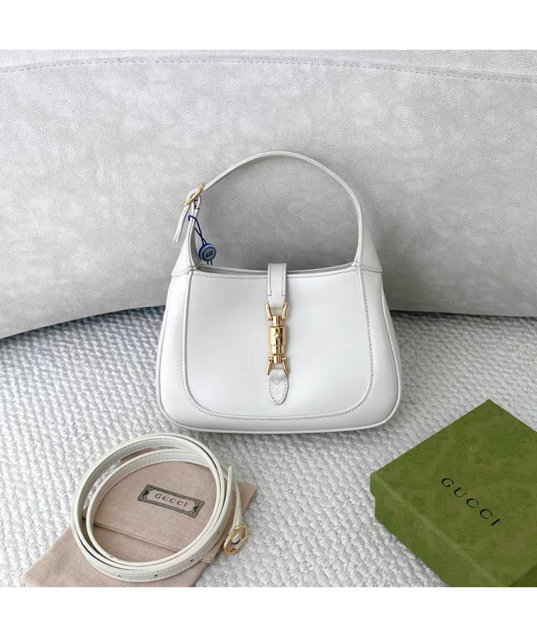 GUCCI Белая кожаная сумка с короткими ручками, фото 7