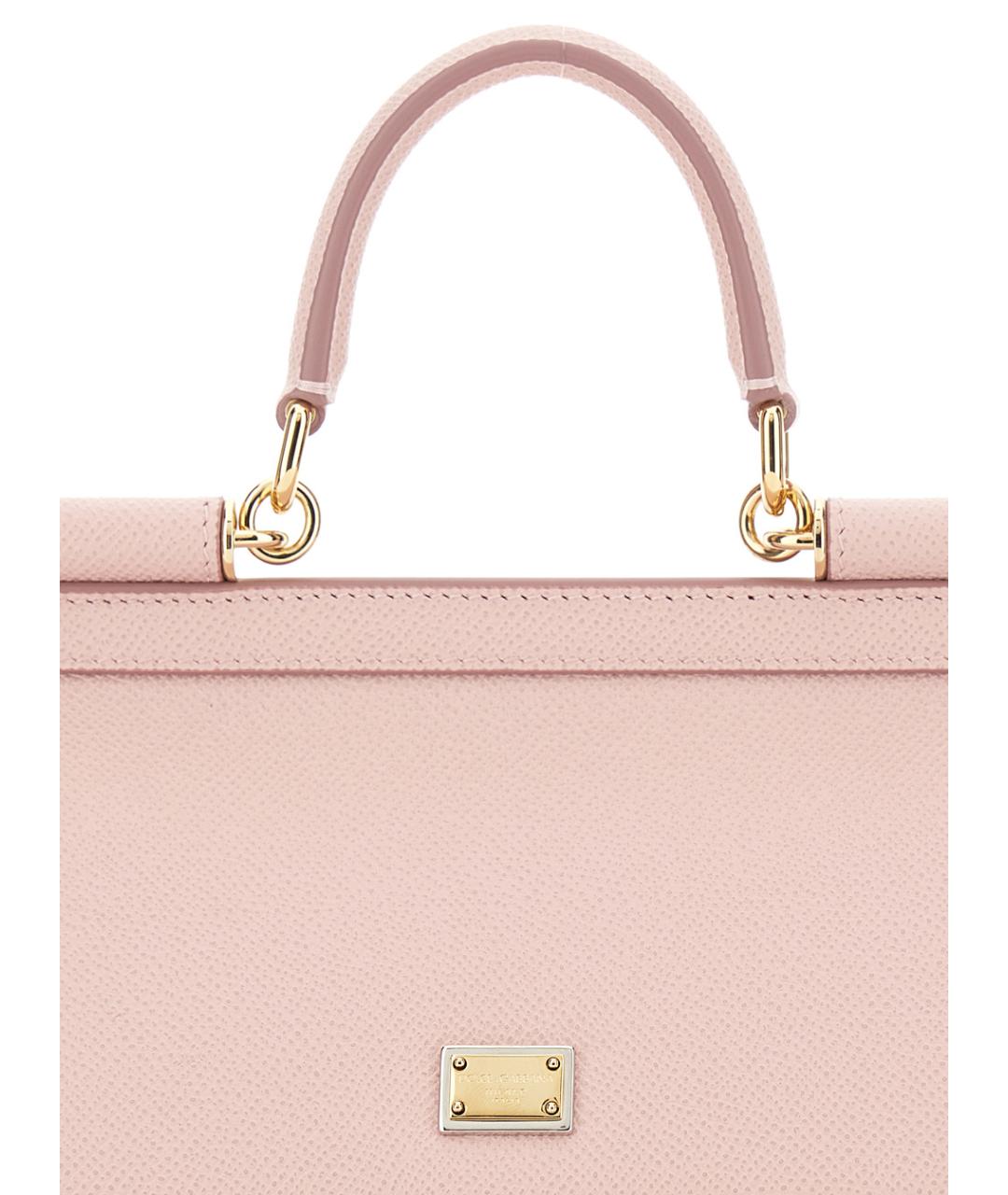 DOLCE&GABBANA Розовая кожаная сумка тоут, фото 3