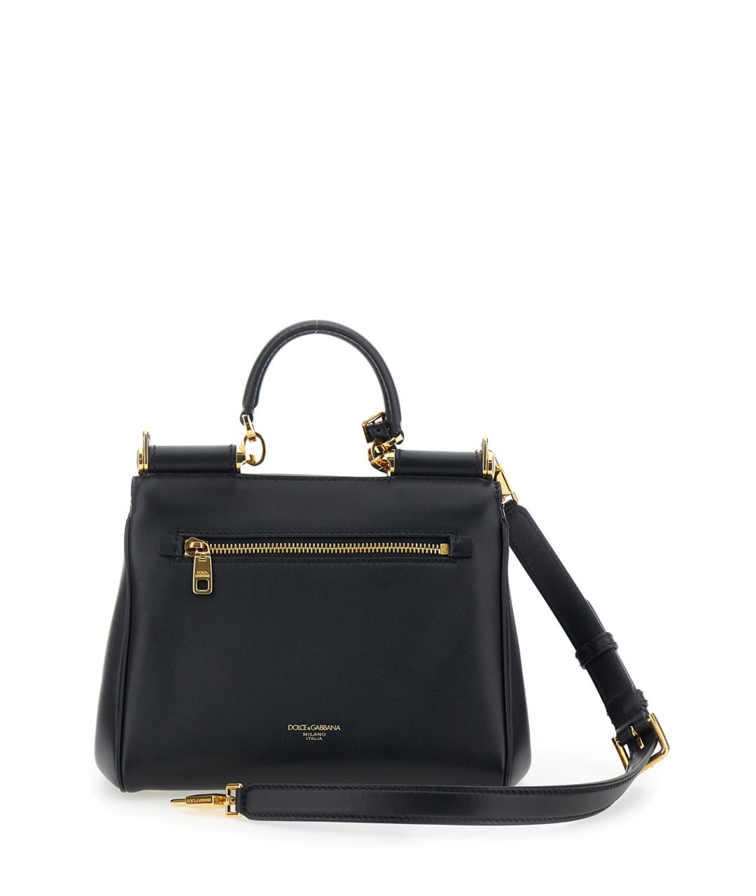 DOLCE&GABBANA Черная кожаная сумка тоут, фото 2
