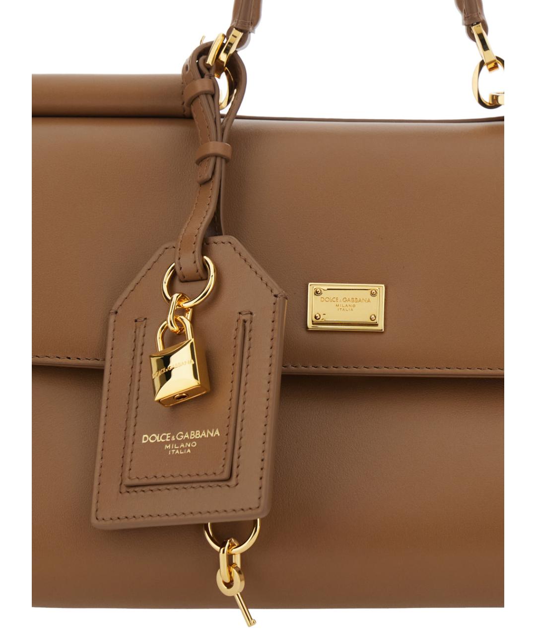 DOLCE&GABBANA Коричневая кожаная сумка тоут, фото 3