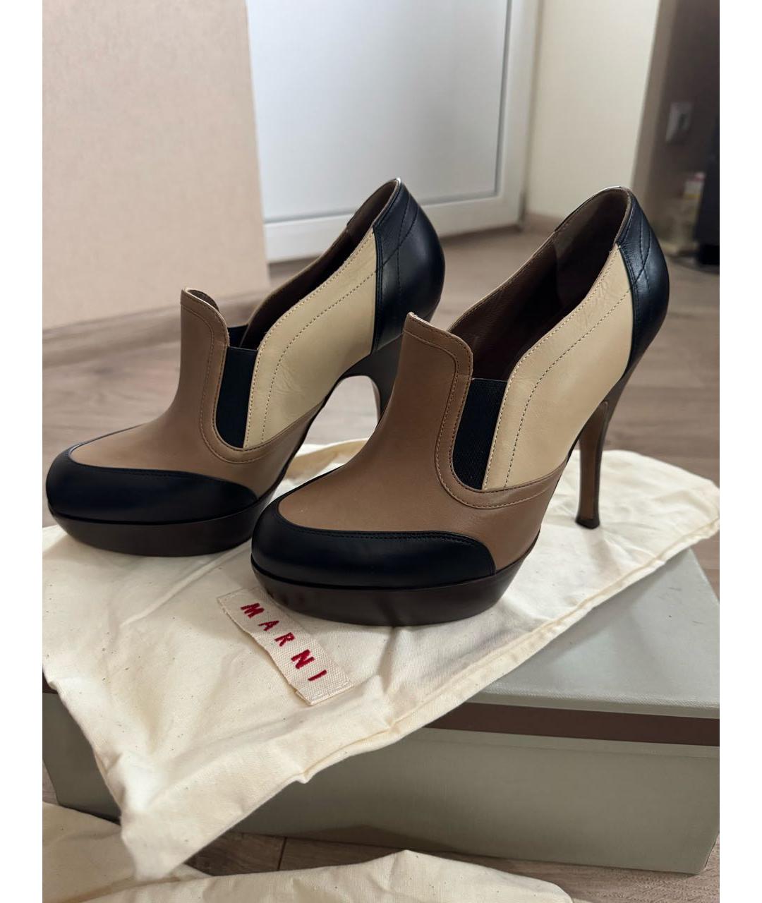 MARNI Бежевые кожаные ботильоны, фото 2