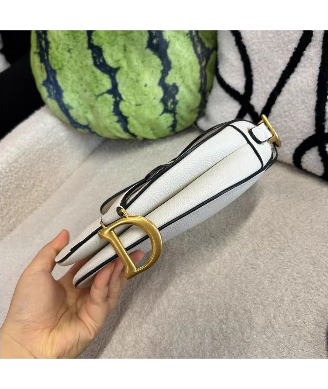 CHRISTIAN DIOR Белая кожаная сумка с короткими ручками, фото 4