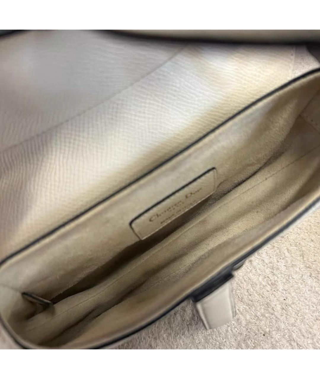 CHRISTIAN DIOR Белая кожаная сумка с короткими ручками, фото 5